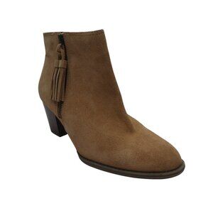 Vionic Madeline Brown Suede Boho Tassle Zipper Heeled Ankle Boots Womens 8.5
